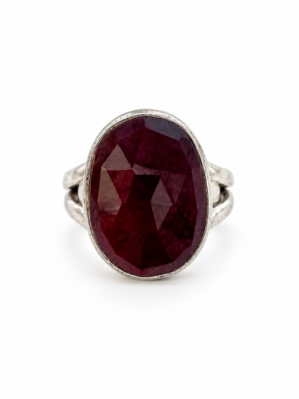 Faceted Ruby Ring (S925)